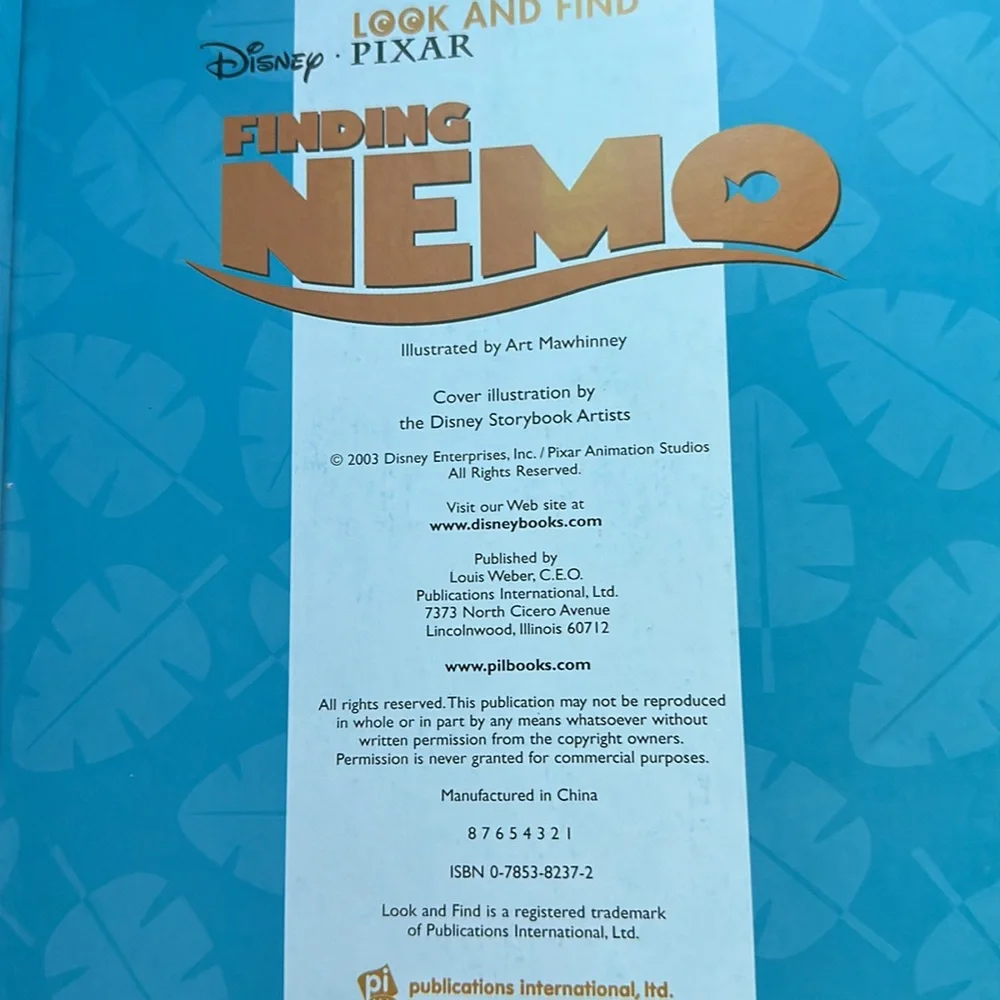 Disney Pixar Finding Nemo 2003 Look & Find Book + Pearl Figure